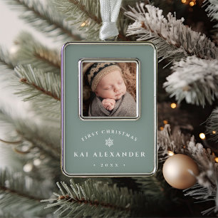 Simple Classic Baby's First Christmas Photo Ornament