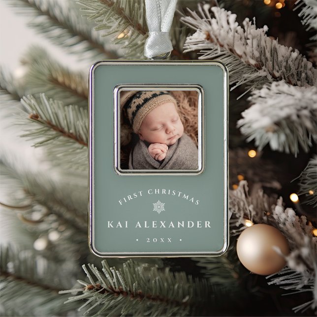 Simple Classic Baby's First Christmas Photo Ornament (Creator Uploaded)