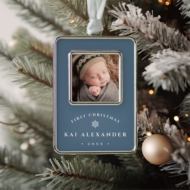 Simple Classic Baby's First Christmas Photo Ornament (Creator Uploaded)