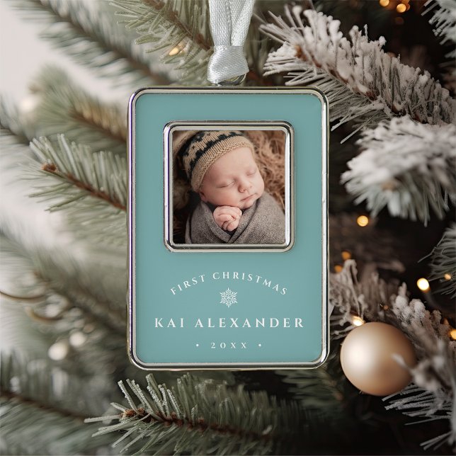 Simple Classic Baby's First Christmas Photo Ornament (Creator Uploaded)