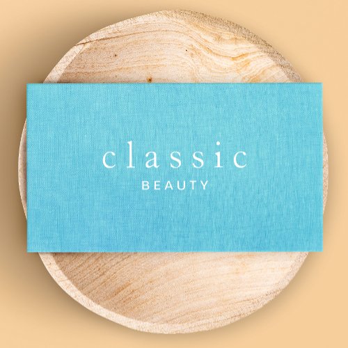 Simple  Classic Beauty Turquoise Blue Linen Look Business Card