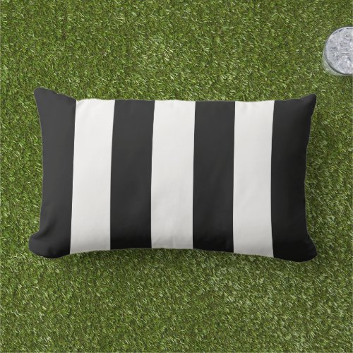 Simple Classic Black and White Cabana Stripes Lumbar Pillow