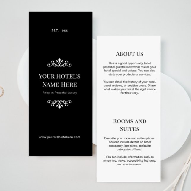 Simple Classic Black and White Custom Hotel  Brochure (Creator Uploaded)