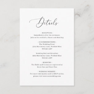 Simple Classic Black and White Elegant Wedding Enclosure Card