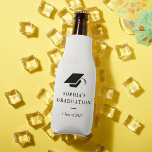 Simple Classic Black and White Graduation Bottle Cooler