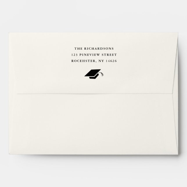 Simple Classic Black and White Graduation  Envelope (Back (Top Flap))
