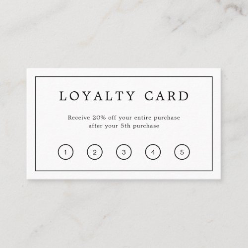 Simple Classic Black and White Monogram Border Loyalty Card