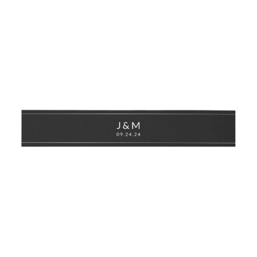 Simple Classic Black and White Monogram Wedding Invitation Belly Band