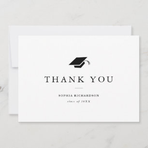 Simple Classic Black and White Photo Graduation  Thank You Card