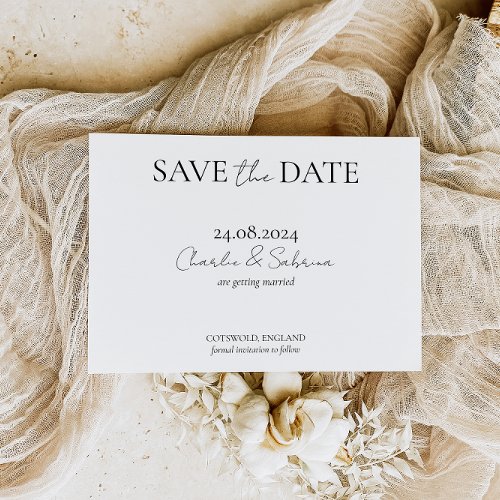 Simple Classic Black and White Save the Date