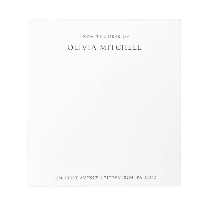 Simple Classic Black And White Text Notepad Zazzle Com