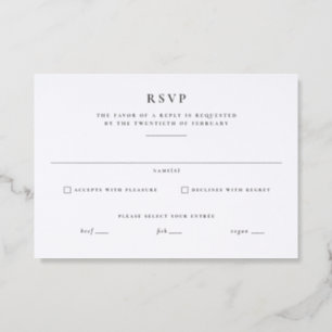 Simple classic black and white wedding letterpress RSVP cards