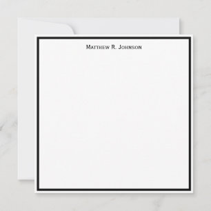 Simple Classic Black Border Custom Square Flat Note Card