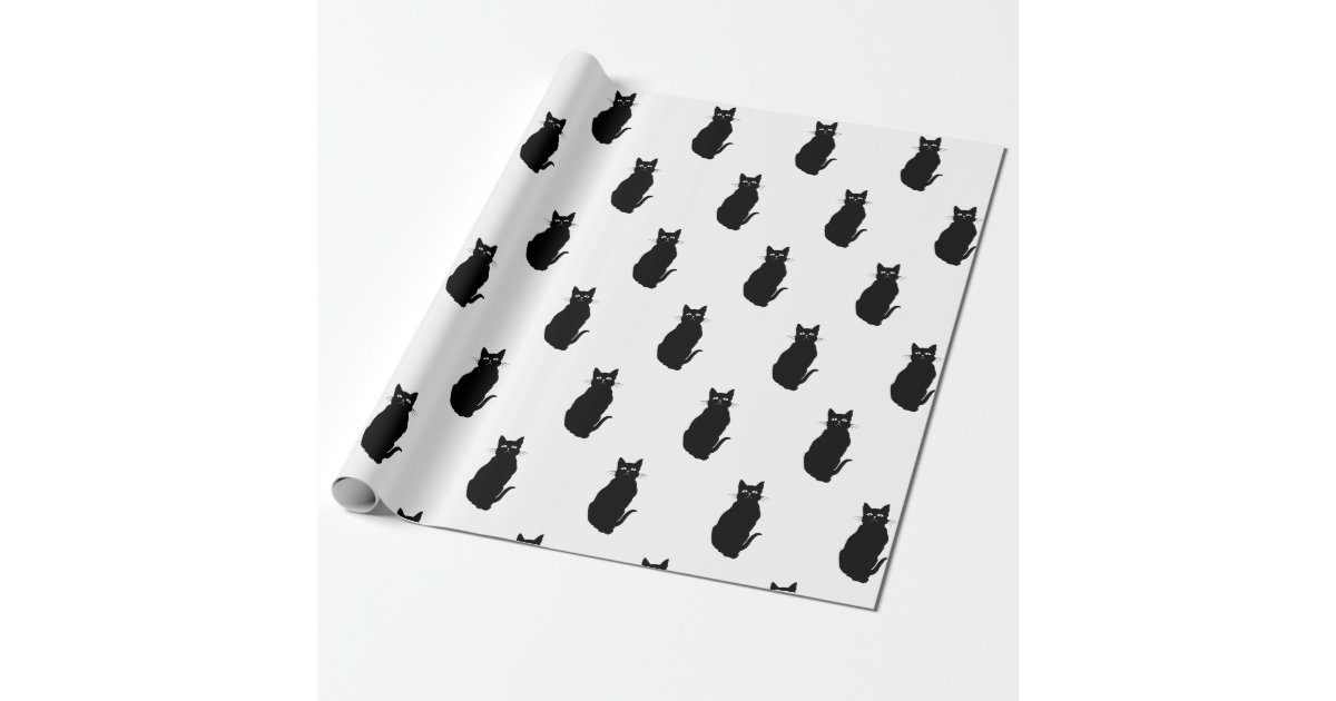 Simple Classic Black Cat Wrapping Paper Zazzle