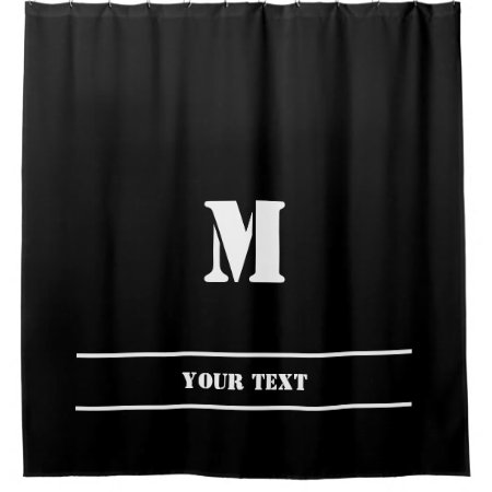 Simple Classic Black Monogram Shower Curtain