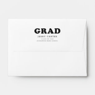 Simple Classic Black Script White Graduation Envelope