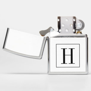 Simple Classic Black Single Initial Monogram Zippo Lighter