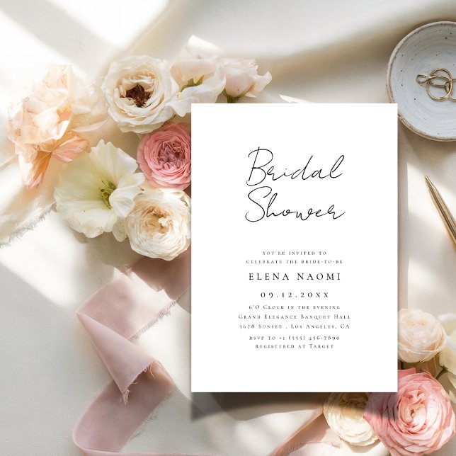 Simple Classic Black & White Budget Bridal Shower Invitation (Creator Uploaded)