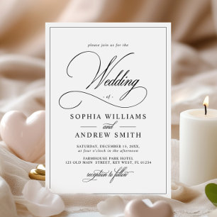 Simple Classic Black & White Wedding Invitation