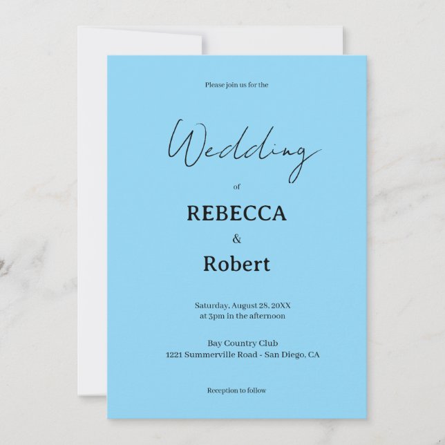 Simple Classic Black & White Wedding Invite (Front)