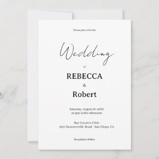 Simple Classic Black & White Wedding Invite