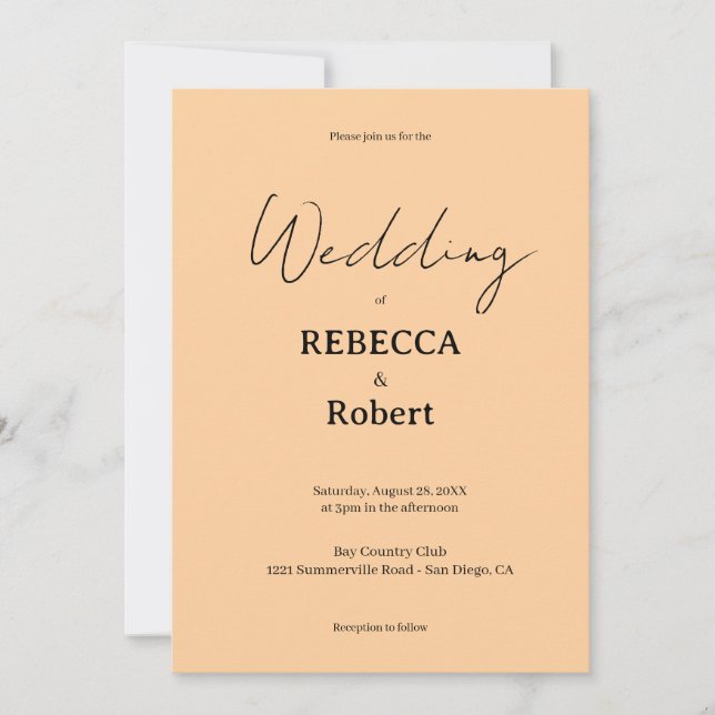 Simple Classic Black & White Wedding Invite (Front)