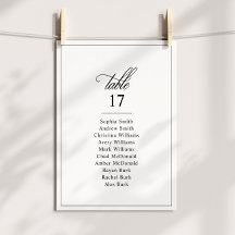 Simple Classic Black & White Wedding Table Number