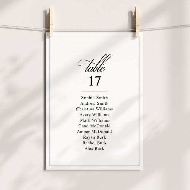 Simple Classic Black & White Wedding Table Number (Creator Uploaded)