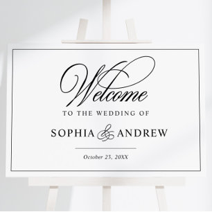 Simple Classic Black & White Wedding Welcome Sign
