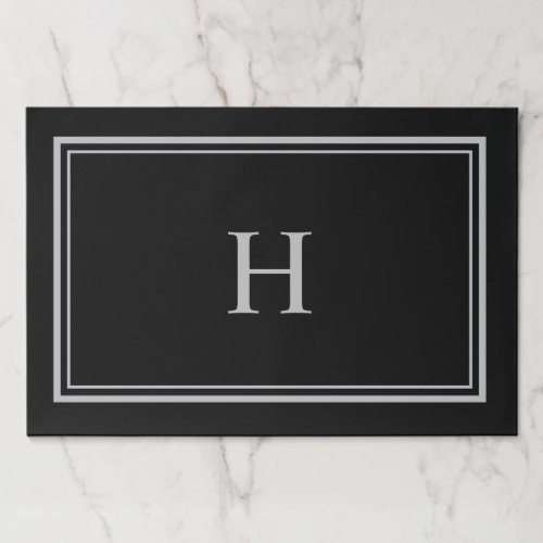 Simple Classic Black with Gray Monogram Paper Pad