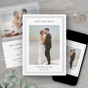 Simple Classic Border 2 Photo Elegant Wedding Save The Date