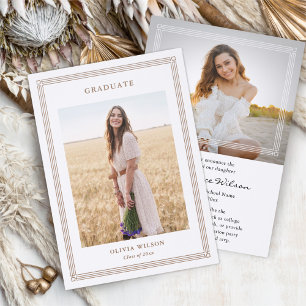 Simple Classic Border Graduation Pictures Elegant Letterpress Photo Cards