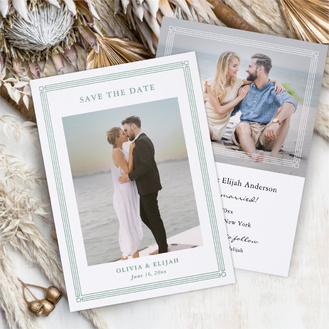 Simple Classic Border Wedding Save the Date Modern Letterpress Photo Cards (Creator Uploaded)
