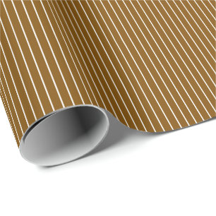 Simple Classic Brown and White Stripes Wrapping Paper