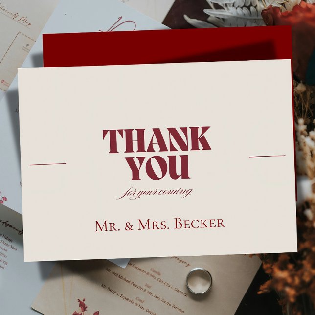 Simple classic Burgundy wedding thank you cards (Creator Uploaded)