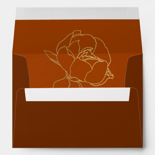 Simple Classic Chic Rust Brown Fall Floral Wedding Envelope