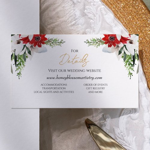 Simple Classic Chirstmas Wedding Website Details Enclosure Card