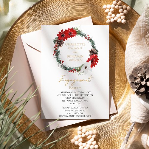 Simple Classic Christmas Engagement Party Invitation