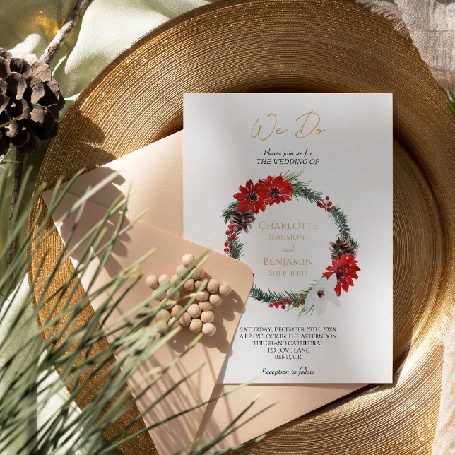 Simple Classic Christmas Formal We Do Wedding Invitation (Creator Uploaded)