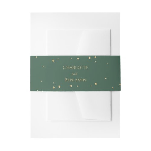 Simple Classic Christmas Green Wedding Invitation Belly Band