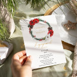 Simple Classic Christmas Modern Engagement Party Invitation<br><div class="desc">This simple classic Christmas modern engagement party invitation features a clean, bright white backdrop with simple, minimalist black and gold lettering and handwritten calligraphy accents. Embellishments of beautiful and classic green and red Christmas wreaths with delicate gold features create a perfect winter holiday aesthetic while maintaining a polished elegance for...</div>