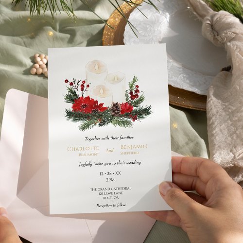 Simple Classic Christmas Modern Minimal Wedding Invitation