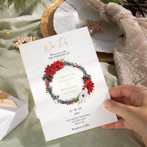 Simple Classic Christmas Modern We Do Wedding Invitation