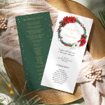 Simple Classic Christmas Modern Wedding Program<br><div class="desc">This simple classic Christmas modern wedding program features a clean, bright white backdrop with simple, minimalist black and gold lettering and handwritten calligraphy accents. Embellishments of beautiful and classic green and red Christmas wreaths with delicate gold features create a perfect winter holiday aesthetic while maintaining a polished elegance for your...</div>