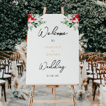 Simple Classic Christmas Modern Wedding Welcome Foam Board<br><div class="desc">This simple classic Christmas modern wedding welcome foam board features a clean, bright white backdrop with simple, minimalist black and gold lettering and handwritten calligraphy accents. Embellishments of beautiful and classic green and red Christmas wreaths with delicate gold features create a perfect winter holiday aesthetic while maintaining a polished elegance...</div>