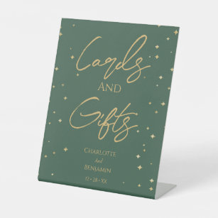 Simple Classic Christmas Wedding Cards and Gifts Pedestal Sign