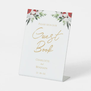Simple Classic Christmas Wedding Guest Book Sign