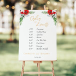 Simple Classic Christmas Wedding Order Of Events Foam Board<br><div class="desc">This simple classic Christmas wedding order of events foam board features a clean, bright white backdrop with simple, minimalist black and gold lettering and handwritten calligraphy accents. Embellishments of beautiful and classic green and red Christmas wreaths with delicate gold features create a perfect winter holiday aesthetic while maintaining a polished...</div>