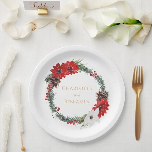 Simple Classic Christmas Wedding Paper Plates