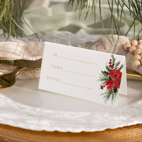 Simple Classic Christmas Wedding Place Card
